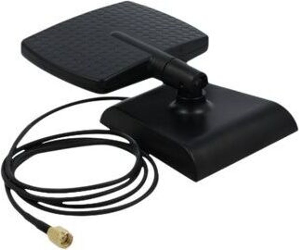 DeLOCK WLAN WiFi 6 Antenne RP-SMA Stecker 4 - 6 dBi direktional mit magnetischem Standfuß mit Kippgelenk, 6 dBi, 2.4 - 2.5/5.15 - 5.875 GHz, IEEE ...