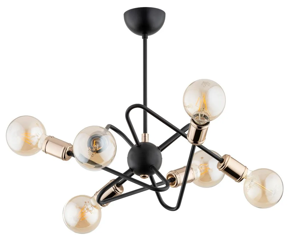 Suspension 6 Lumières pour Pièce Sombre, Lustre Noir Métal Haute Qualité