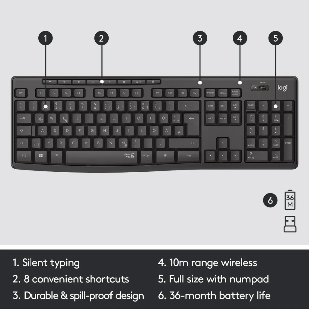 Logitech MK295 Silent ensemble clavier et souris sans fil graphite - 15