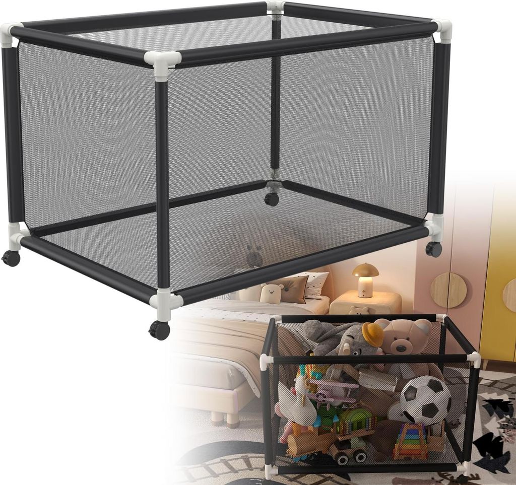 ACXIN Pool Aufbewahrungsbehälter 122x78x88cm Außen Pool-Aufbewahrungsbox mit Rollen, Schwarz Netz Organizer für Schwimmringen, Strandbälle, Poo...