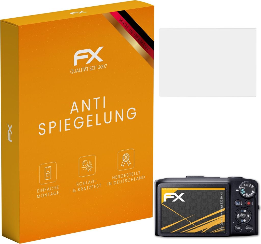 atFoliX FX-Antireflex 3x Schutzfolie kompatibel mit Canon PowerShot SX280 HS Displayfolie