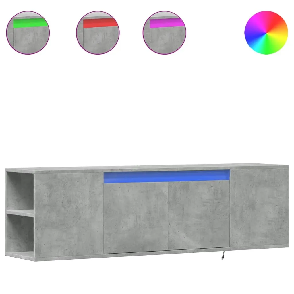 Pensile TV Grigio Cemento LED 135cm | Mobile Sospeso Design Moderno
