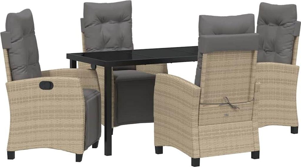 "WINTER SALE" Garten Essgruppe - elegantes Design - Sitzgruppe/Tisch+ Stuhl - mit Kissen 5 pcs Beige Poly-Rattan - Terassenmöbel NeuMöbel398319