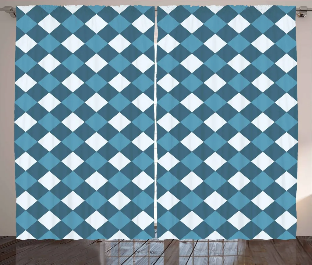 ABAKUHAUS Tenda Rustica Blu e Bianca | Plaid Mosaico 280x175 cm