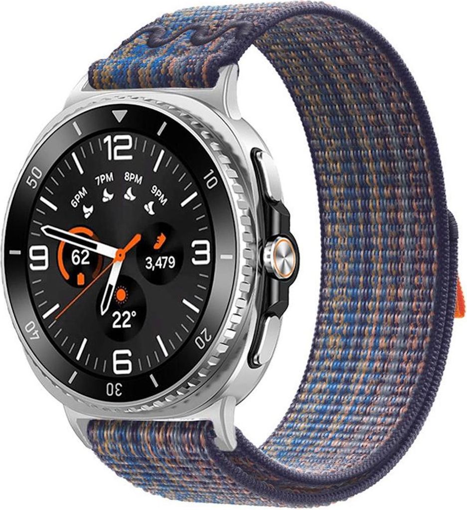 Für Samsung Galaxy Watch 8 / 8 Classic Nylon Armband mit Klettverschluss Blau / Orange
