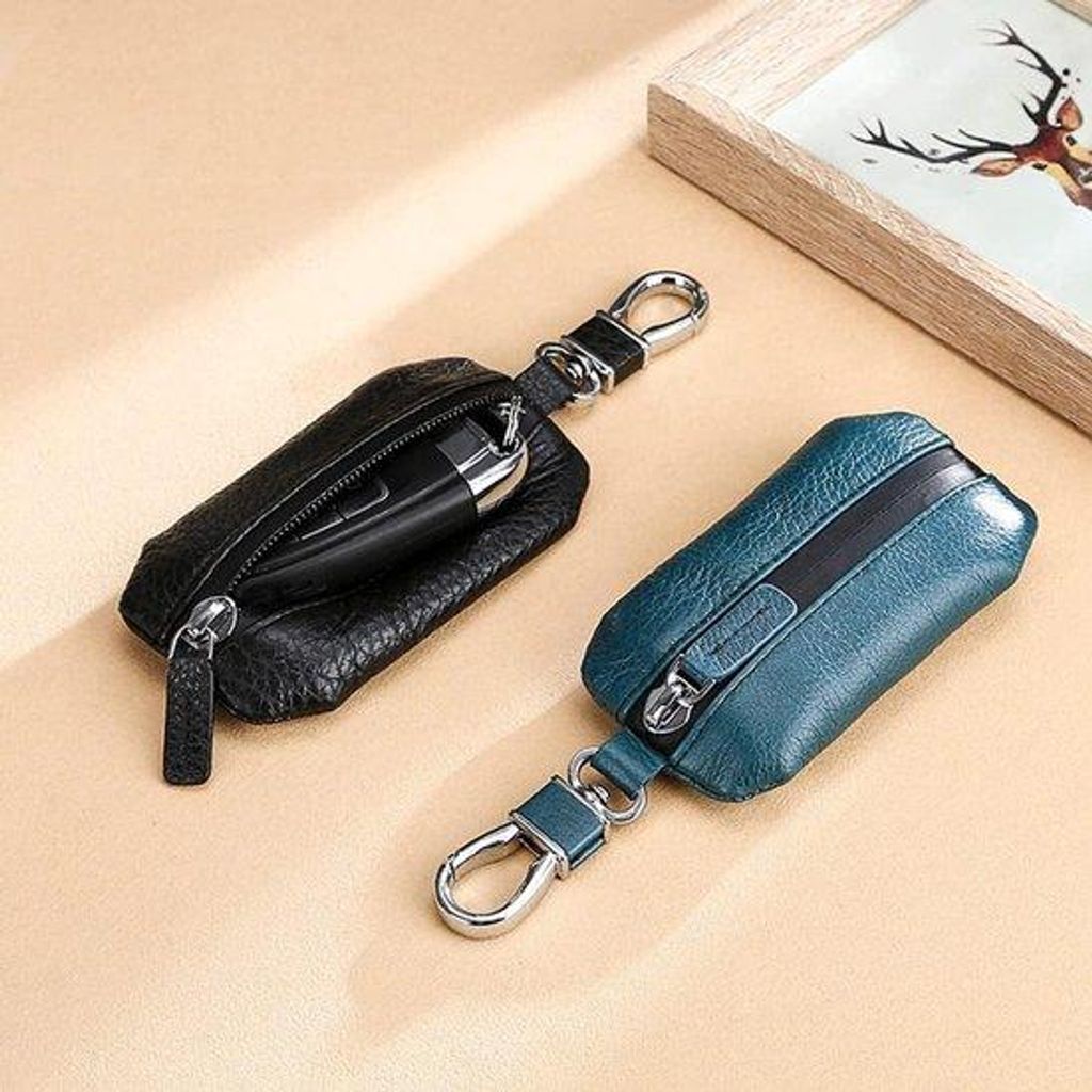 Leder Autoschlüsselhalter schwarz wasserdicht groß klassisch