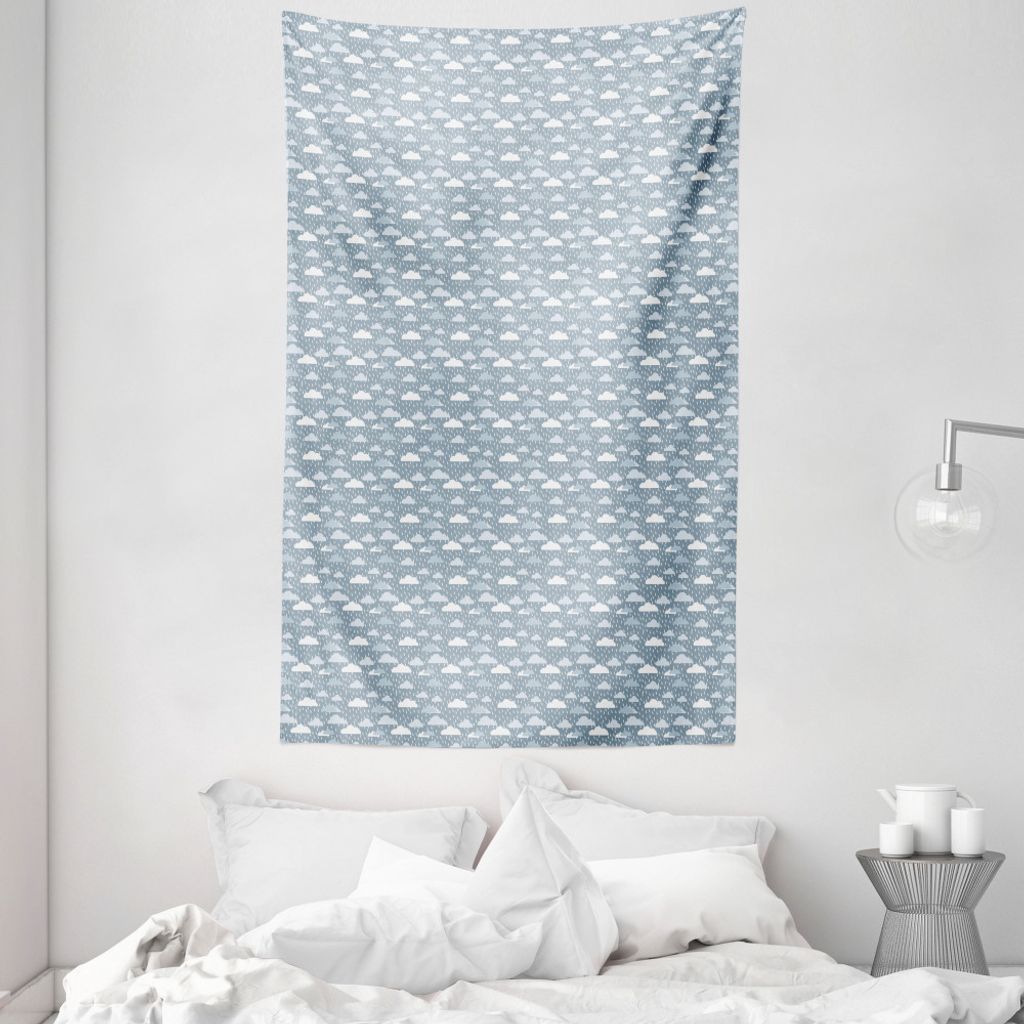 ABAKUHAUS Regen Wandteppich und Tagesdecke, Regen und geschwollene Wolken aus Weiches Mikrofaser Stoff Waschbar ohne Verblassen Digitaldruck, 140 x...