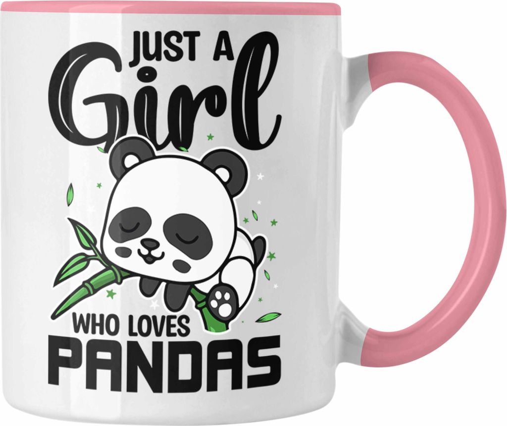 Trendation - Just A Girl Who Loves Pandas Tasse Geschenk Mädchen (Rosa)