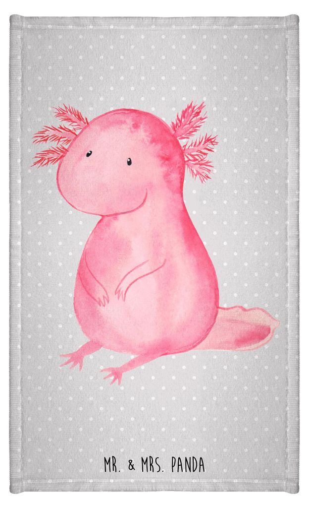 Mr. & Mrs. Panda Handtuch Axolotl Niedlich - Grau Pastell - Geschenk, Frotteetuch, Kleines, Freundin, Klein, Axolot, Lebensweisheit, gäste wc, Zuf...