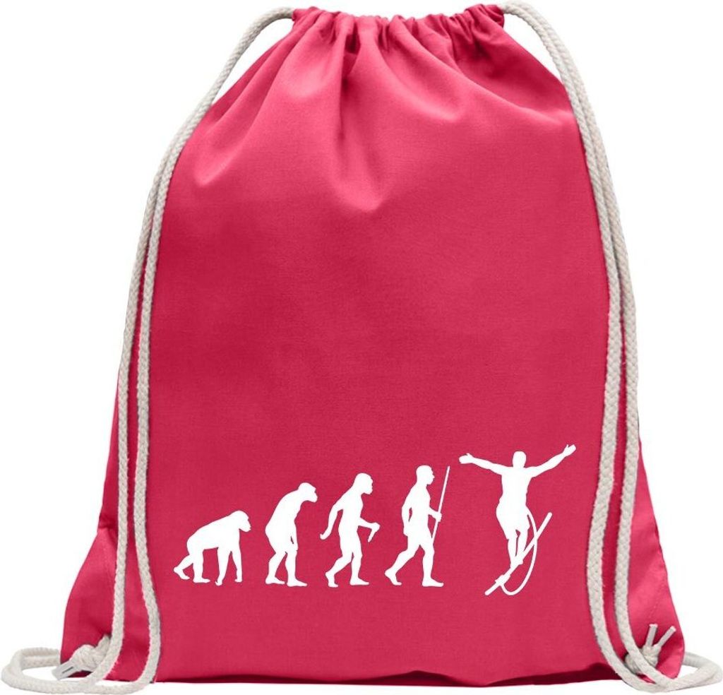 Kiwistar - Turnbeutel - pink - Seiltanz Laufen Evolution - Fun Rucksack Sport Beutel Gymsack Baumwolle mit Ziehgurt