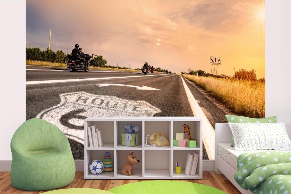 Vlies Fototapete ROUTE 66-ZEICHEN 375 x 250 cm (inkl. Kleister) - Vlies Tapete, Wandtapete, Wandbilder - Tapete für Wohnzimmer Schlafzimmer, Büro...