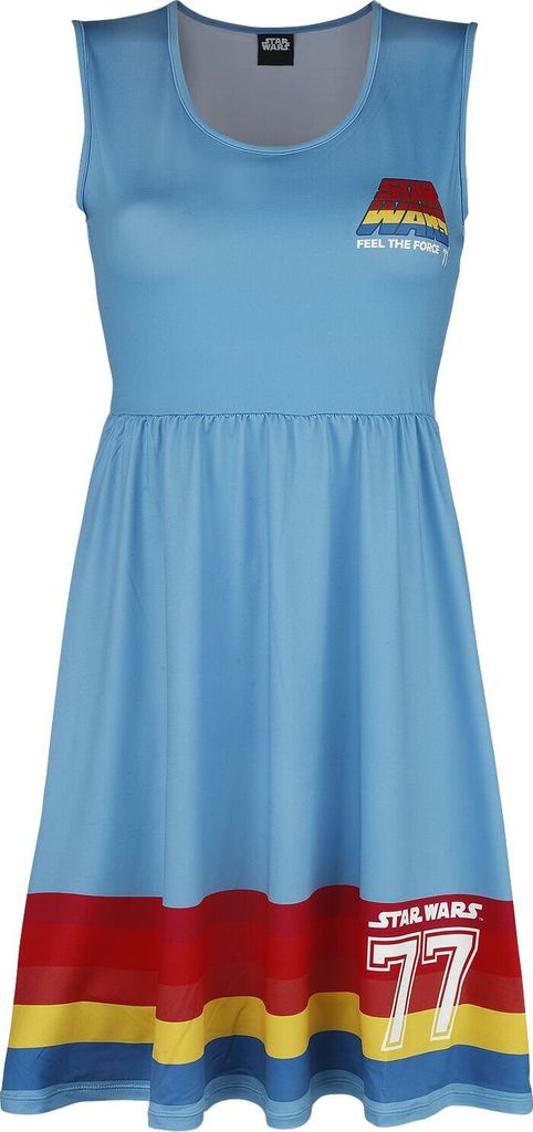 Star Wars Mittellanges Kleid Damen Retro - 77 blau M