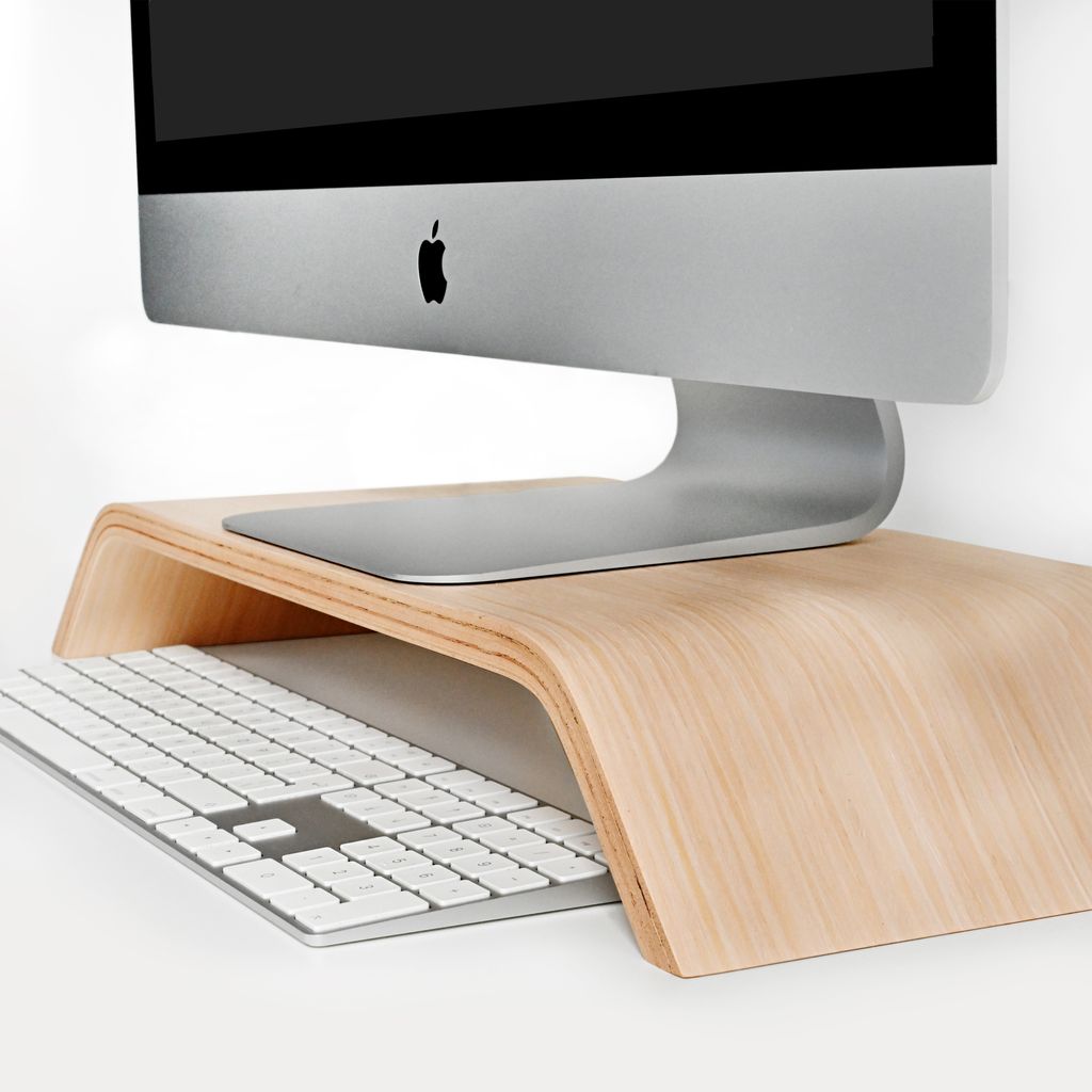 Erhöhter Computer Monitorständer im Minimalistischen Skandinavischen Stil, Tragbarer Büro Laptop Ständer, TV-Ständer aus Holz, Eiche,
