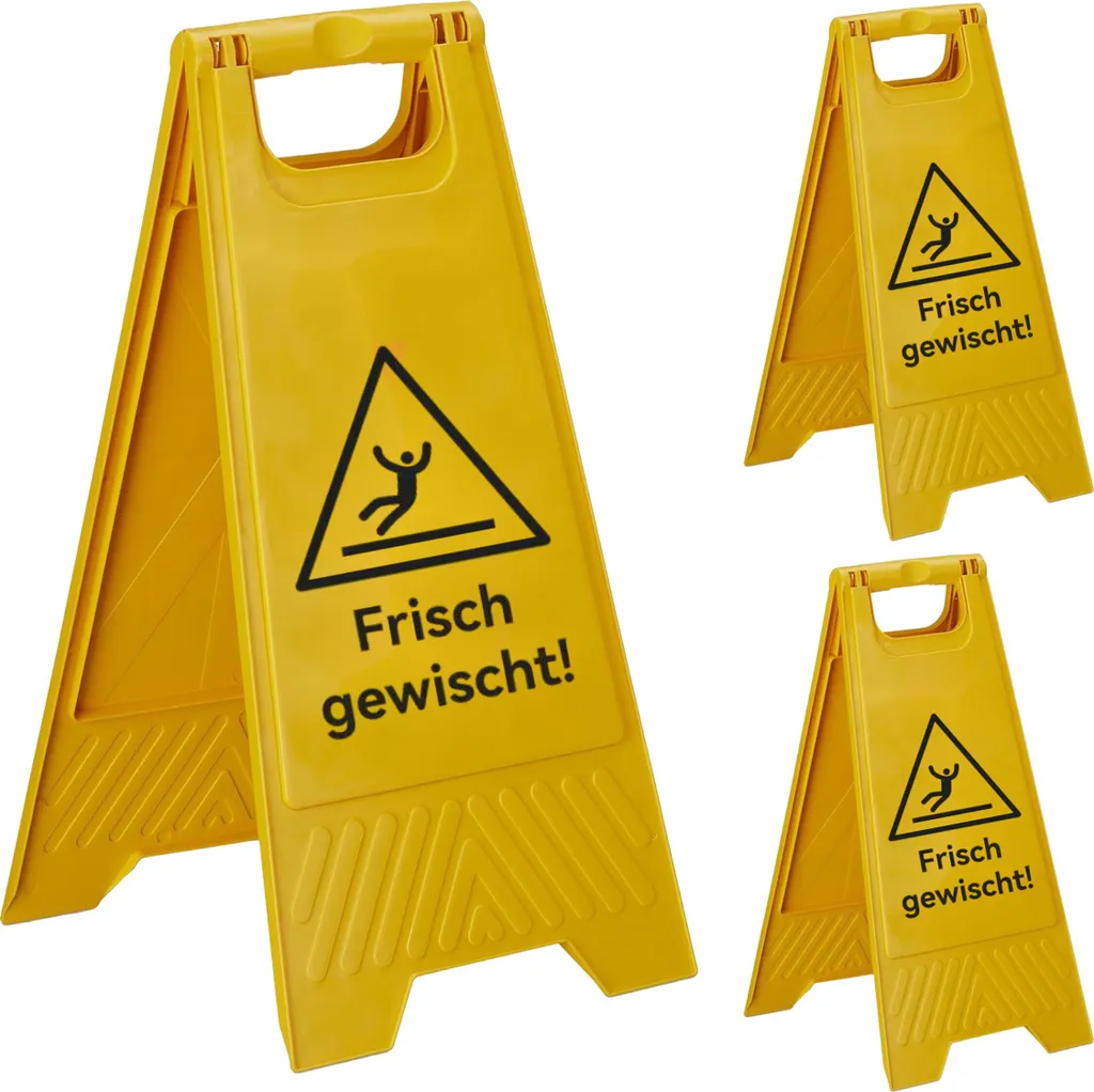 Chevalet de Signalisation Sol Glissant Lot de 3 Balises de Sécurité Jaune