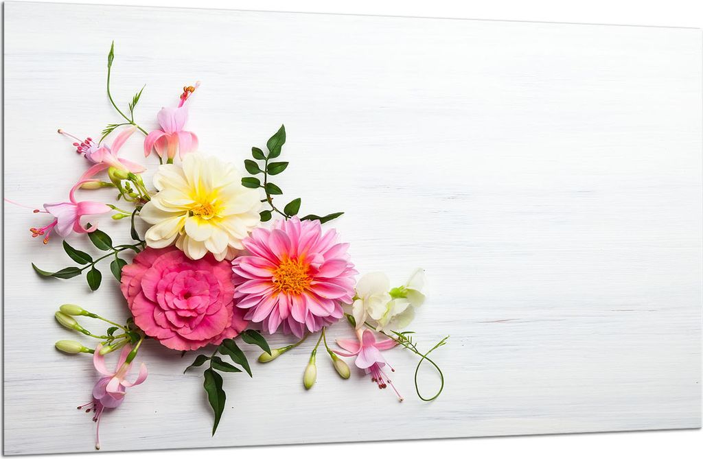 Herdabdeckplatte Glaskeramikkochfeld-Abdeckung Spritzschutz Glas 80x52 Blumen