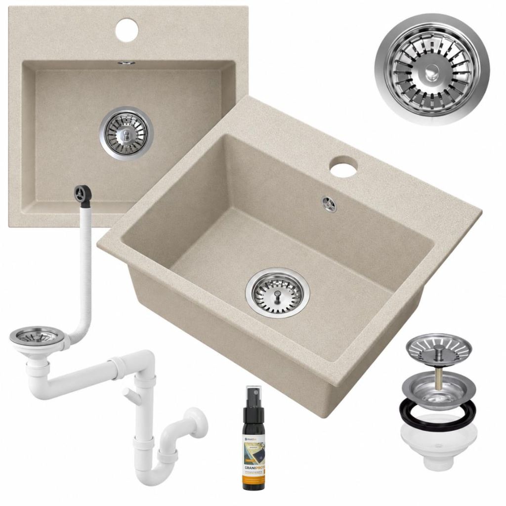 Granitan - Granitspüle - Küchenspüle - 42x45x15 cm - Beige Produktbild 