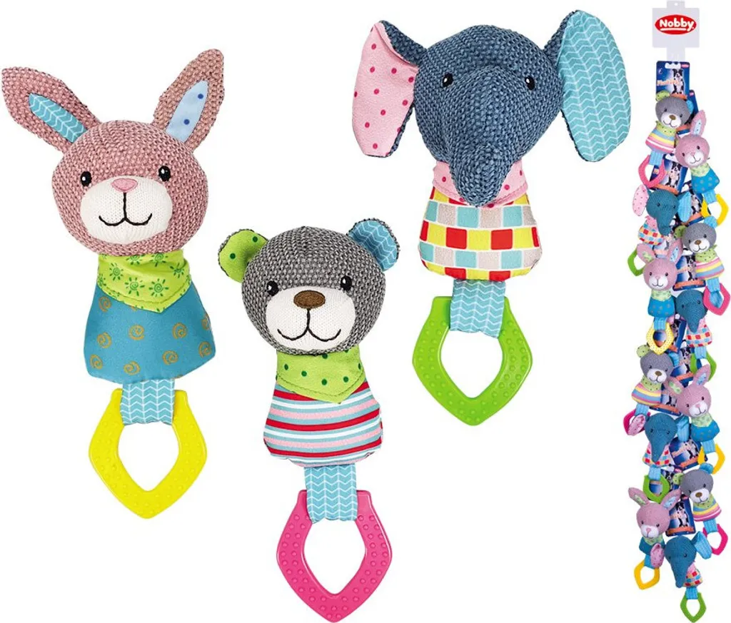 Jouet pour chien Nobby : peluche douce avec anneau en plastique solide