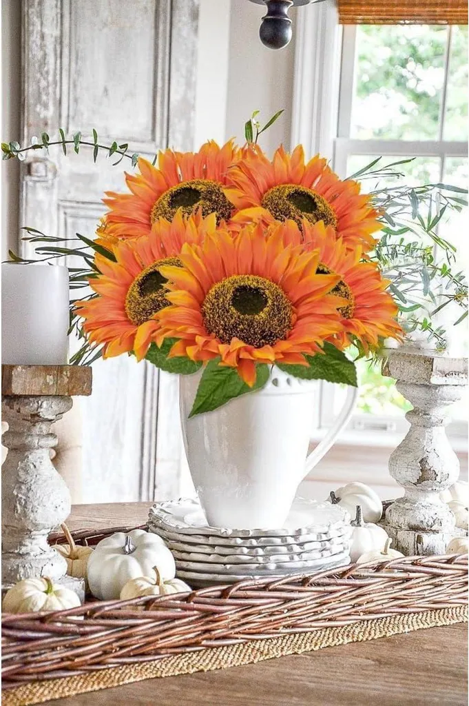 2 Pezzi Ghirlanda di Girasoli Artificiali in Seta, Fiori Finti