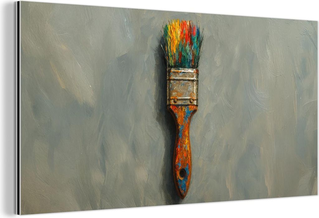 MuchoWow Wanddekoration Metall Metallbild Wandkunst 80x40 cm Farbe - Pinsel - Malerei MuchoWow Aluminium Gemälde - Wanddekoration - Alubild
