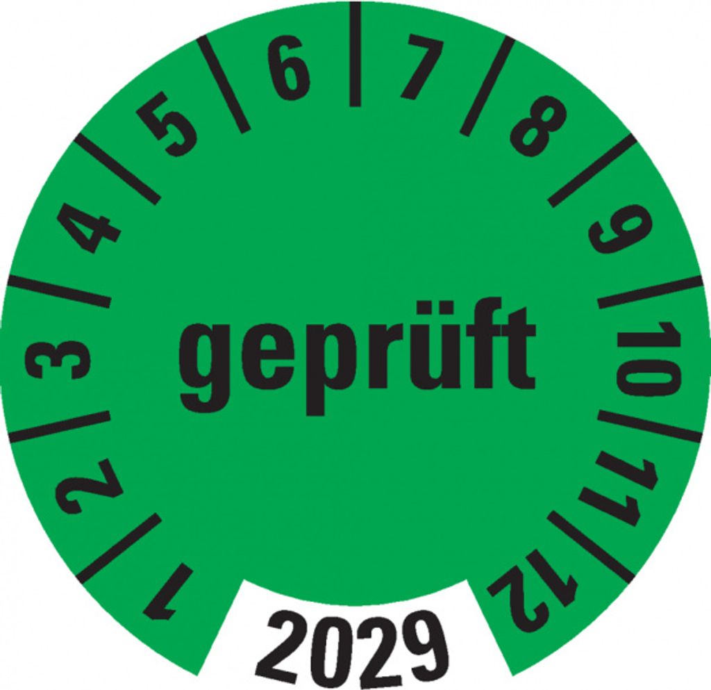 Dreifke Prüfplakette 2029, grün, Folie, ablösbar, Ø 30mm, 18/Bogen