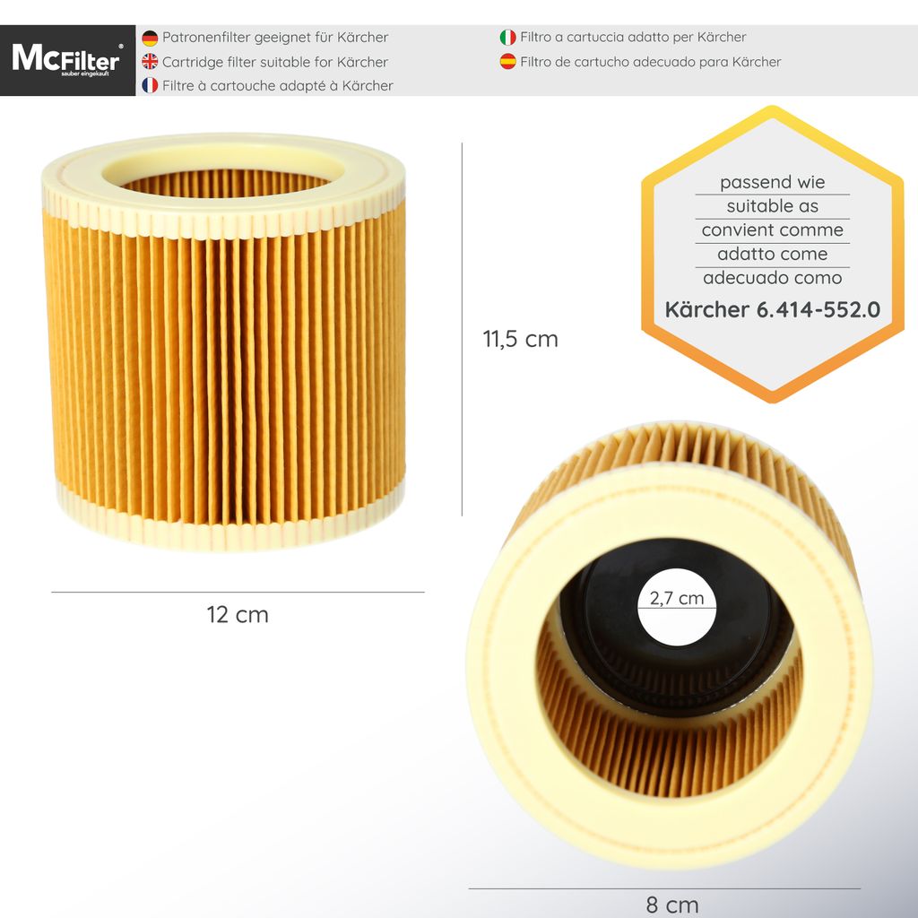 compatibile con cartuccia filtro filtro di ricambio Kärcher A 2604