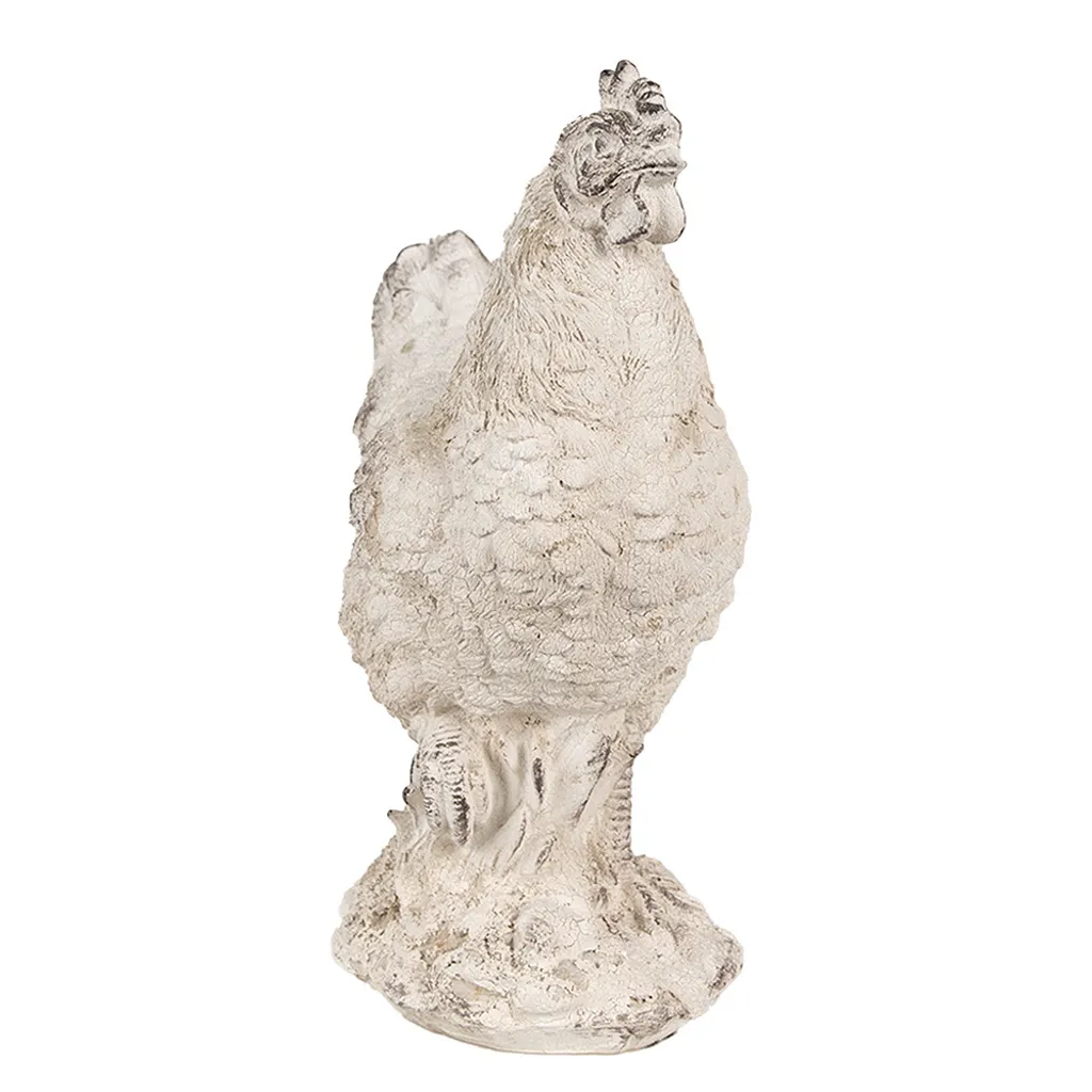 Poulet décoratif beige 26 cm en polyrésine robuste - Finition détaillée - 4