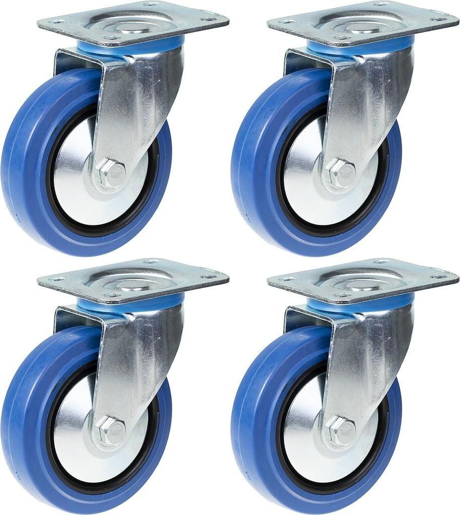 125mm 5" Lenkrolle aus blauem Gummi mit starker 800kg Kapazität, 4er Set