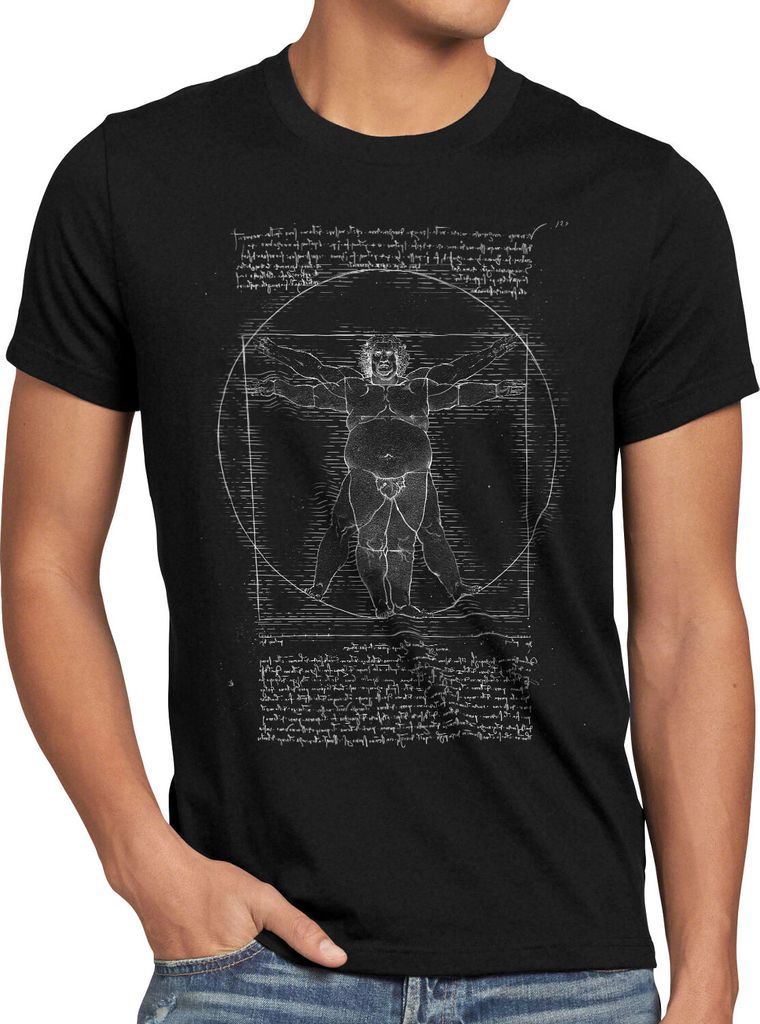 BaumwolleCloud Dicker Vitruvianischer Mensch Herren T-Shirt übergewichtig leonardo vinci