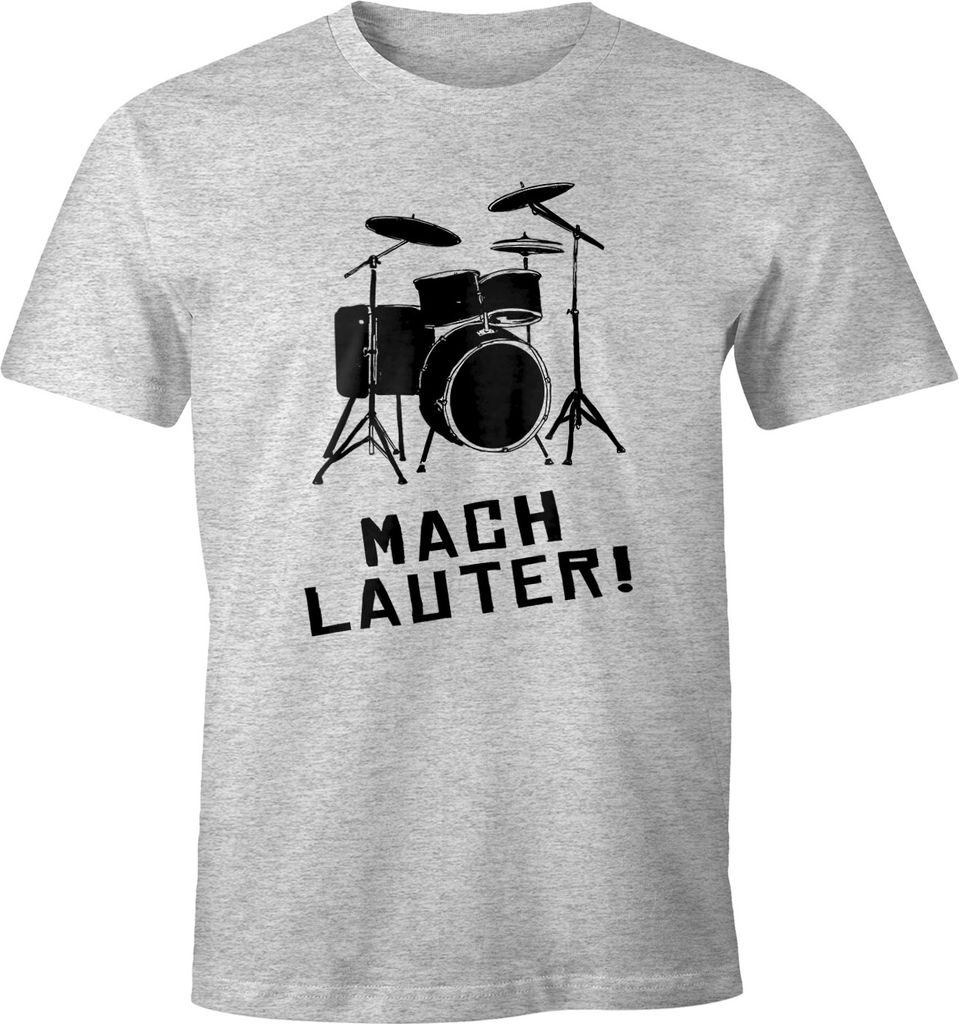 Schlagzeug T-Shirt Herren Mach Lauter Fun-Shirt Moonworks grau-meliert XS