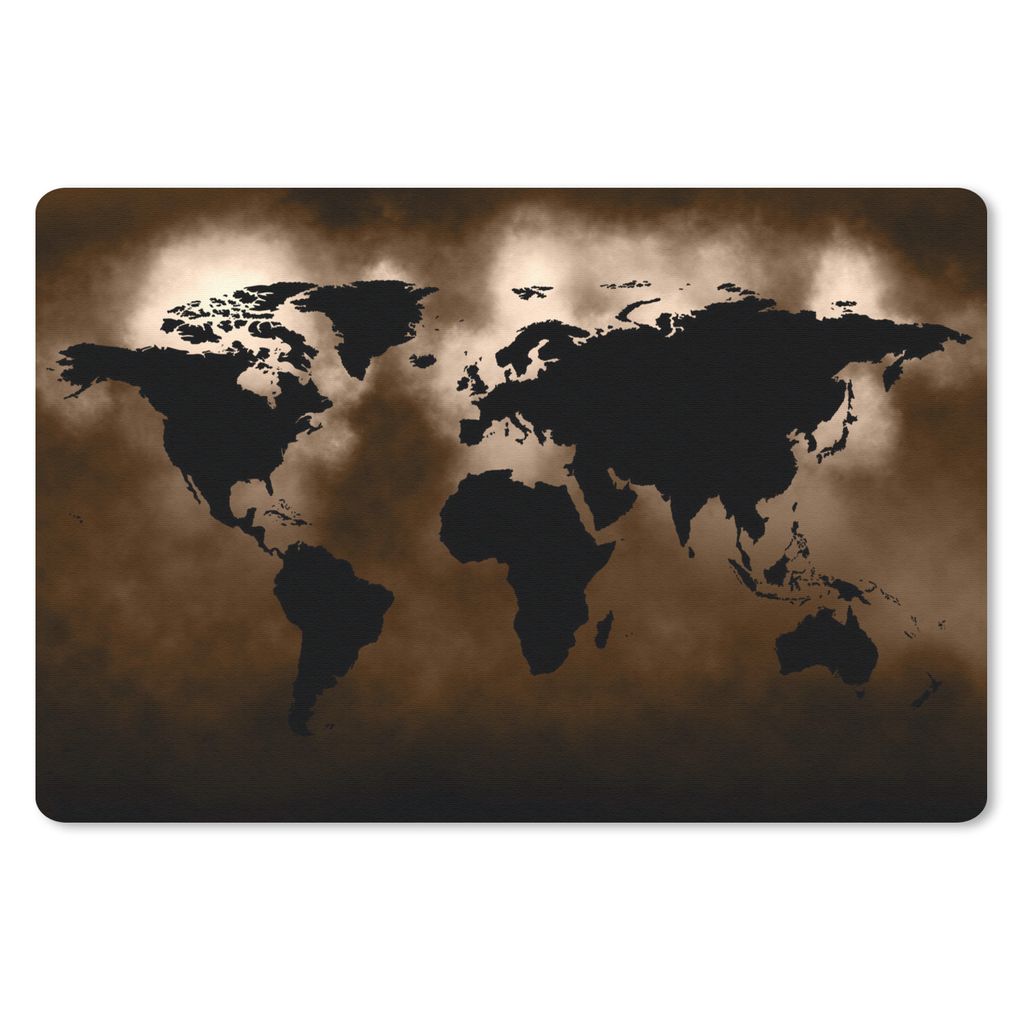 MuchoWow Mauspad Mousepad Weltkarte - Schwarz - Braun 27x18 cm - Mousepads - Maus Mat - Pad - Mausunterlage - Büroartikel - Desk Matten
