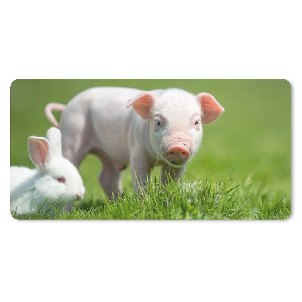 MuchoWow Mauspad Mousepad Ferkel - Kaninchen - Tiere 60x30 cm - Mousepads - Maus Mat - Pad - Mausunterlage - Nachhaltig
