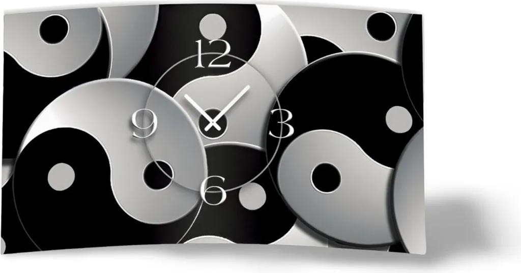 Grande horloge murale silencieuse Yin Yang objet déco design 3D dixtime