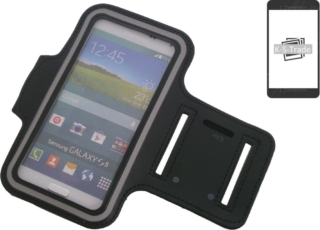 Kompatibel mit Apple iPhone 12 Neopren Jogging Armband Sportarmband Oberarmband schwarz kompatibel mit Apple iPhone 12 mit Reflektor Streifen. Fitness