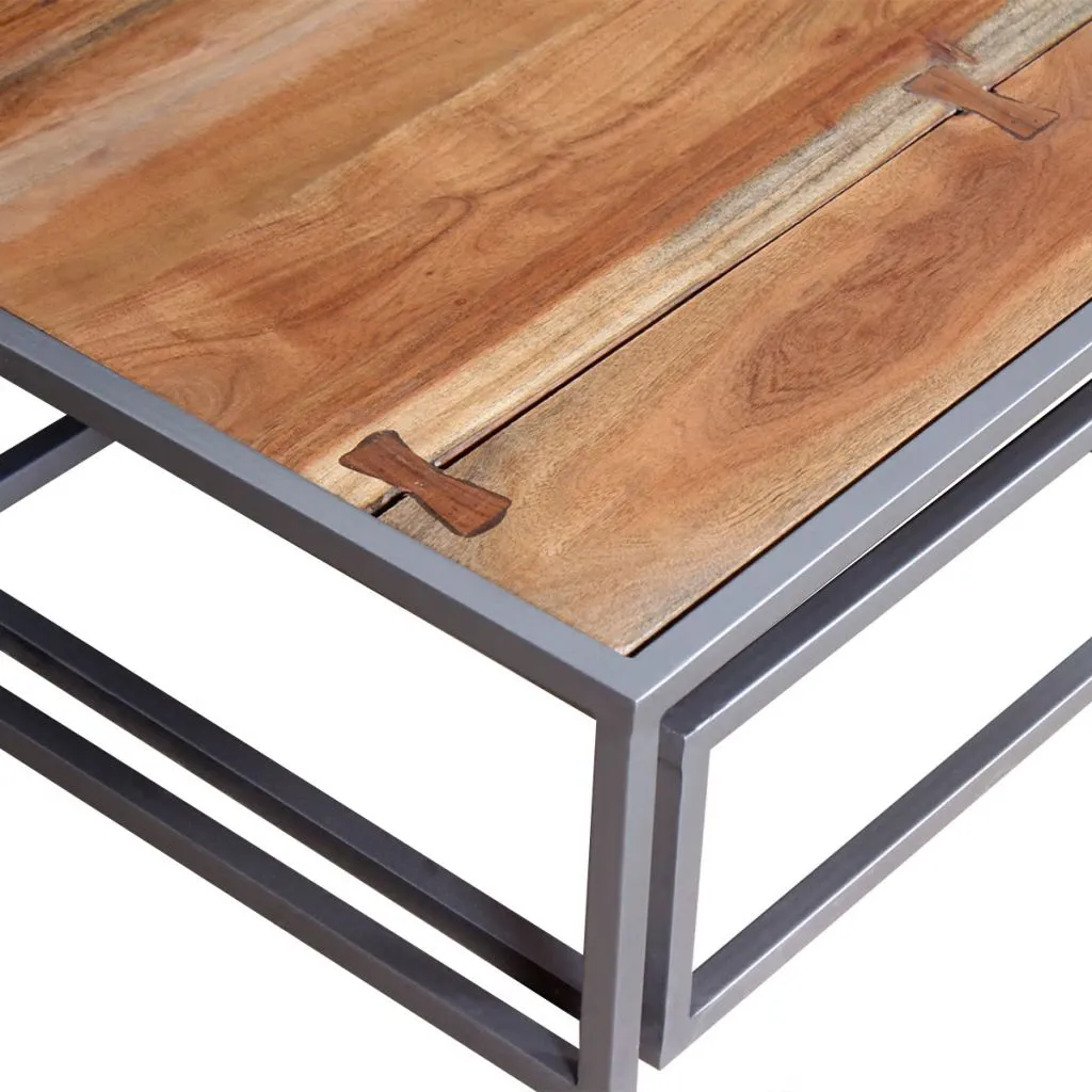 Offerta Set 2 Tavolini vidaXL in Legno Acacia Massiccio - Prezzo Outlet - 5