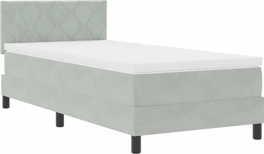 Best Möbel Boxspringbett mit Kopfteil - Hellgrau 100x200 cm Samt - Doppelbett A3342698