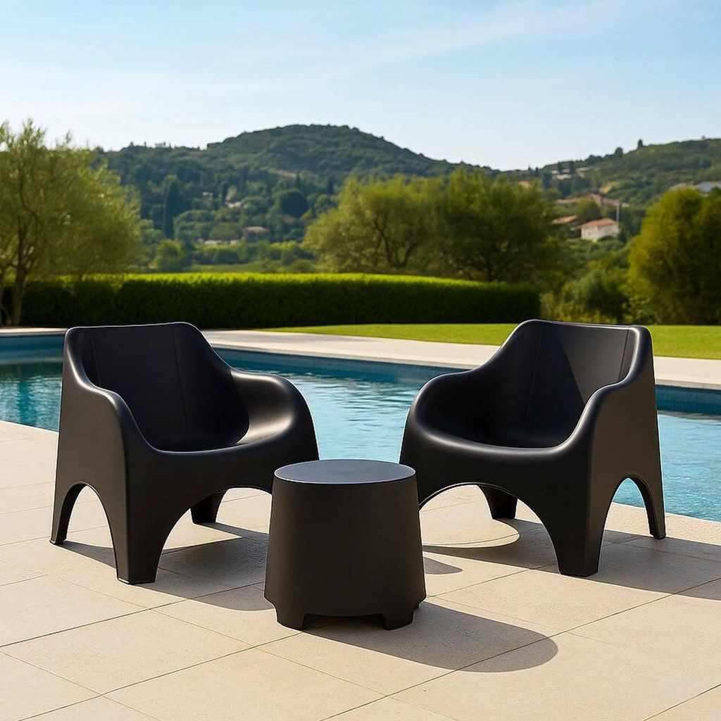 Dmora Gartenmöbel-Set Cormons Anthrazit, 2-Sitzer mit Tisch Produktbild 