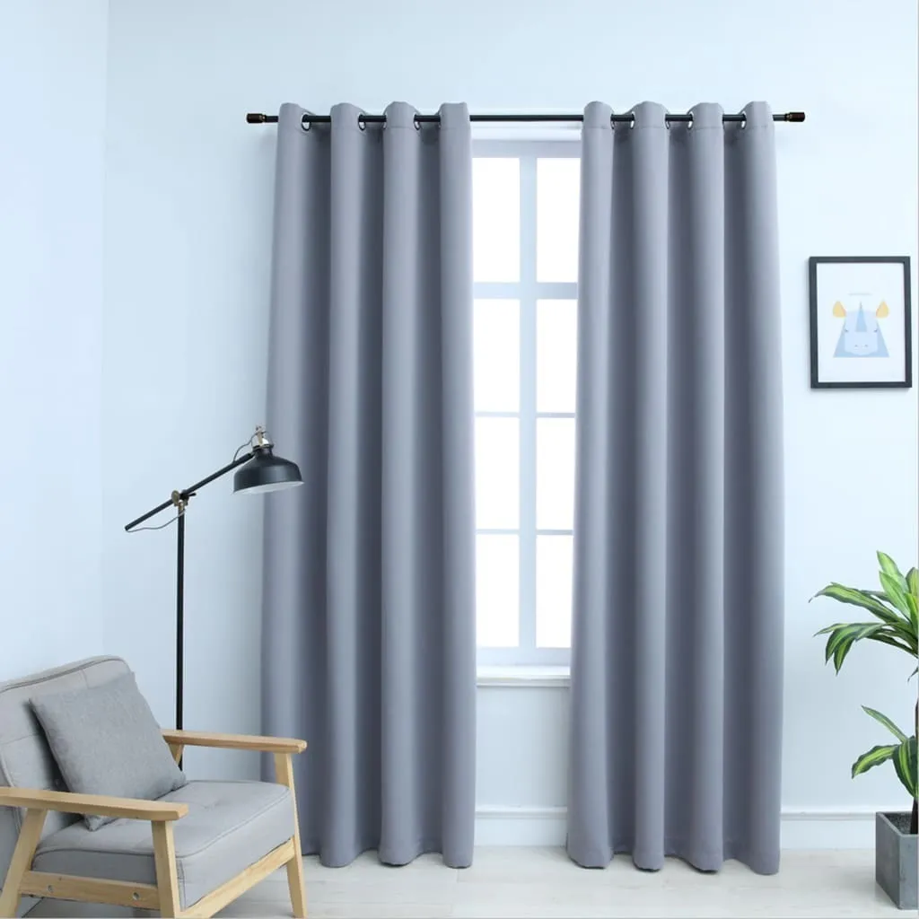 Set 2 Tende Oscuranti Grigio Antracite 140x225cm The Living Store