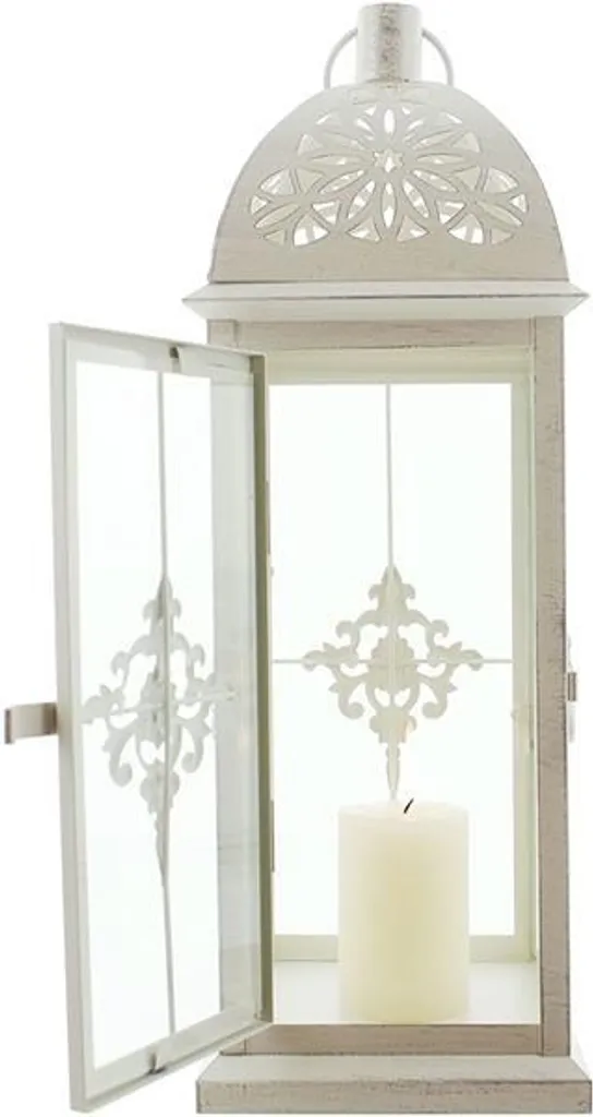 Lanterne Métal Blanche 39cm : Éclairage de Jardin Sans Vent ni Risque - 6