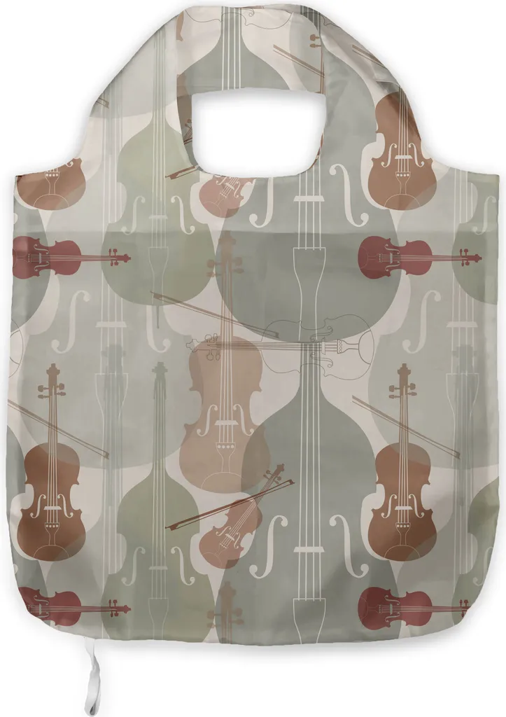 ABAKUHAUS Borsa portaoggetti in tessuto, quartetto d'archi violini, pratica borsa per la spesa quotidiana, verde reseda e taupe caldo