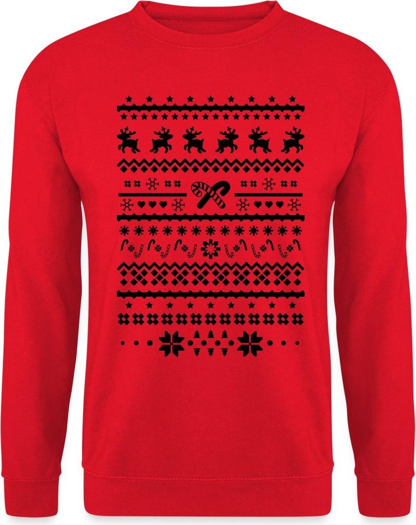 Spreadshirt Ugly Christmas Sweater Retro Lustig Weihnachten Uni Pullover, XXL, Rot
