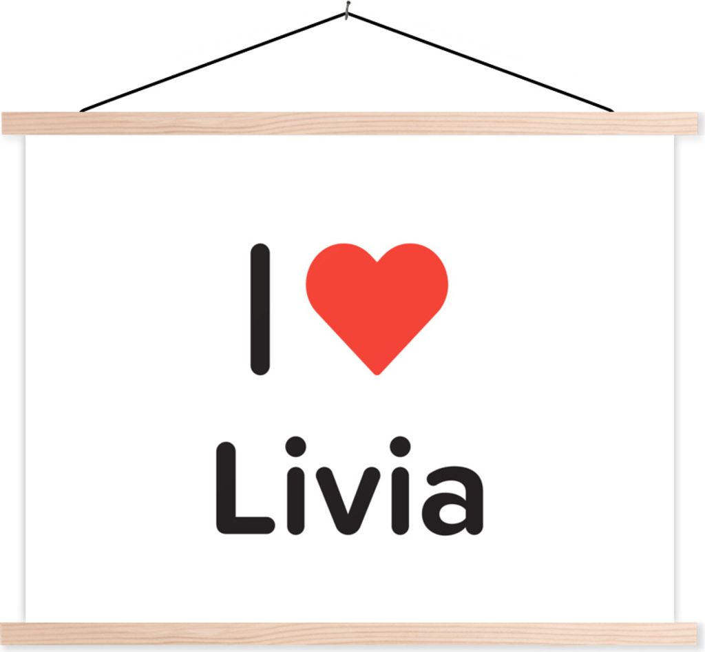 MuchoWow Textilposter Ich liebe - Livia - Mädchen 40x30 cm mit holzfarbenen Rahmen - Bilder