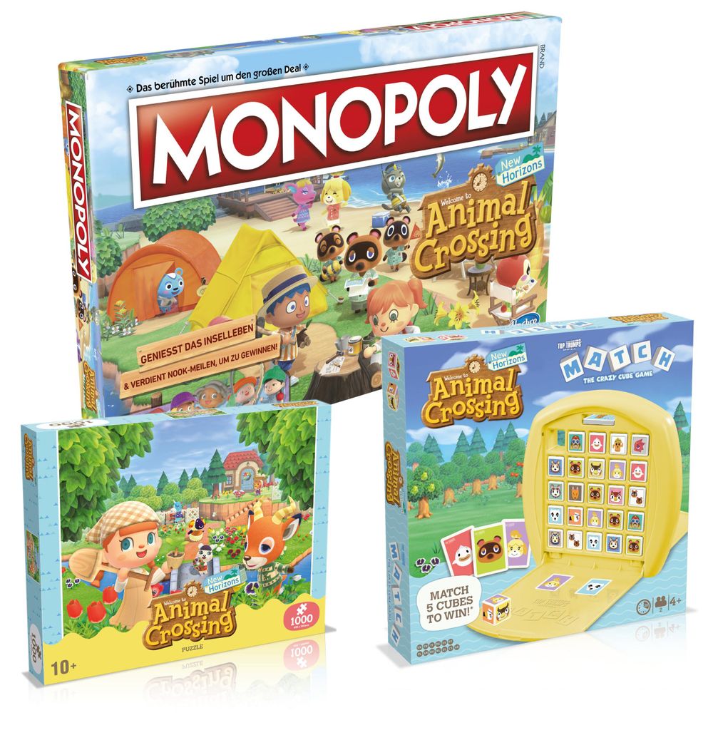 Animal Crossing Spiel 3er Set: Monopoly + Match + Puzzle Produktbild 