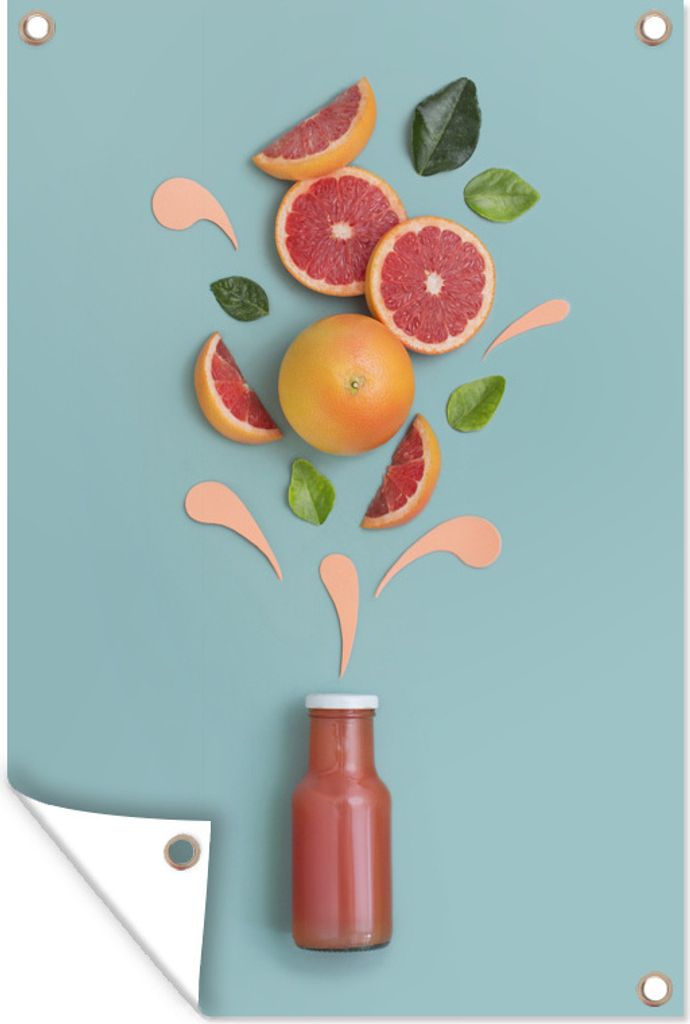 MuchoWow 60x90 cm Outdoor-Poster Gartendeko Sichtschutz Garten Poster für den Garten Grapefruit aus dem Glas