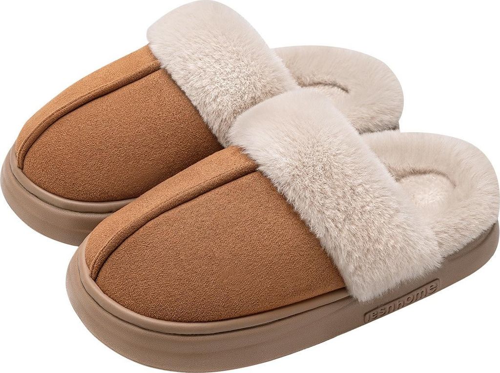 INF Khaki Plüsch Hausschuhe - Rutschfest, Warm, Bequem für Drinnen & Draußen L