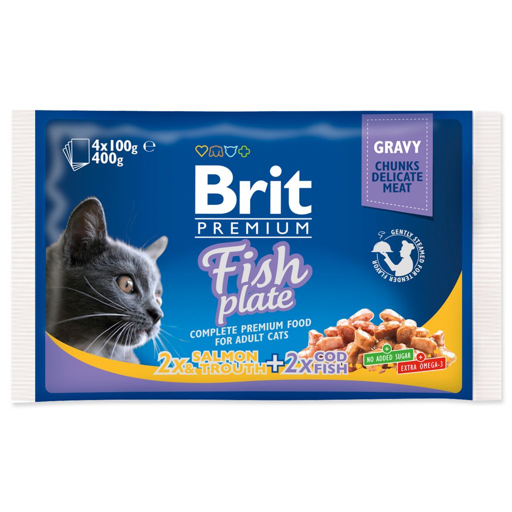 Brit Premium Cat Adult Piatto di pesce 4x100g sacchetti Immagine del prodotto 