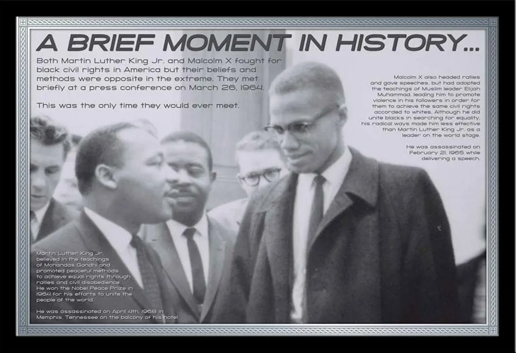 Poster Martin Luther King & Malcolm X avec Cadre Noir Shinsuke Maxi MDF