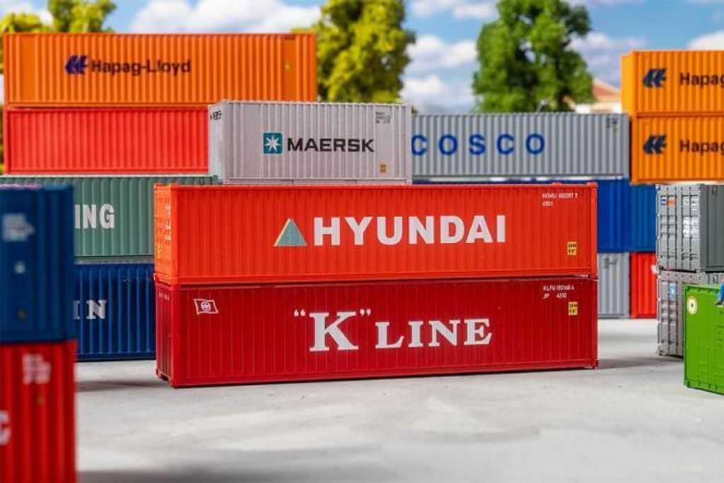 Faller 182055 - H0 - 40' Container K-LINE und HYUNDAI - Neu