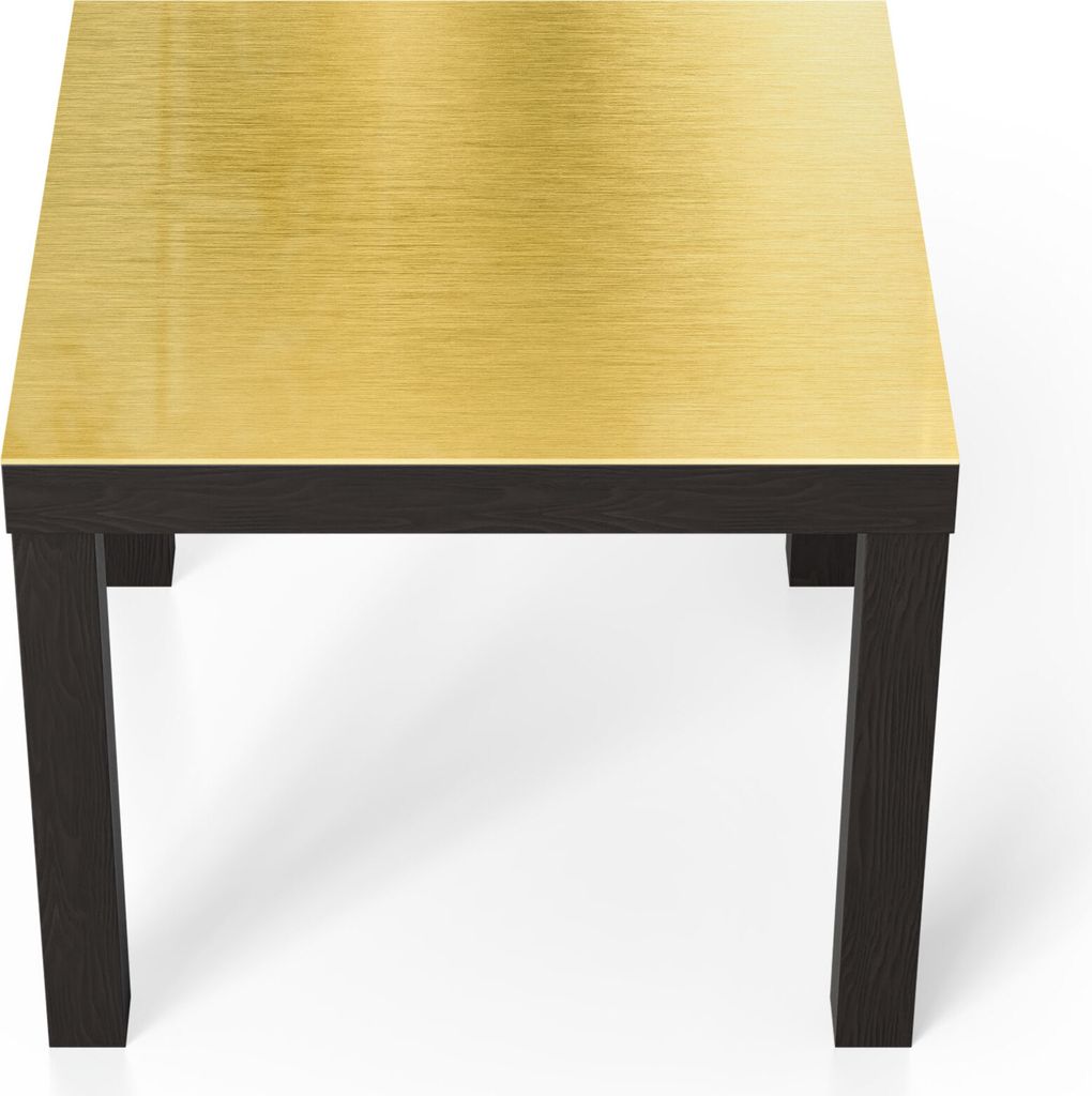 DEQORI Couchtisch 55x55 cm Schwarz 'Gebürstete Goldoberfläche' Glas Beistelltisch
