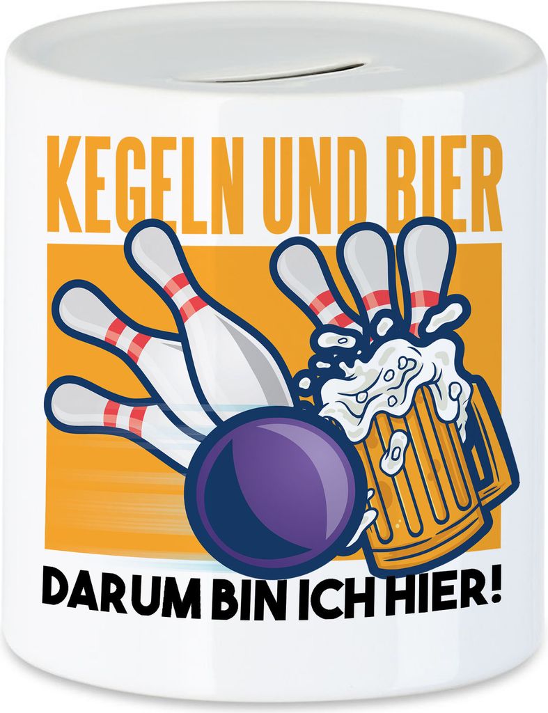 Kegeln Und Bier Darum Bin Ich Hier Spardose Kegelbahn Kegel Spiel Sport Pins Kegelball Freizeit Hobbie Strike