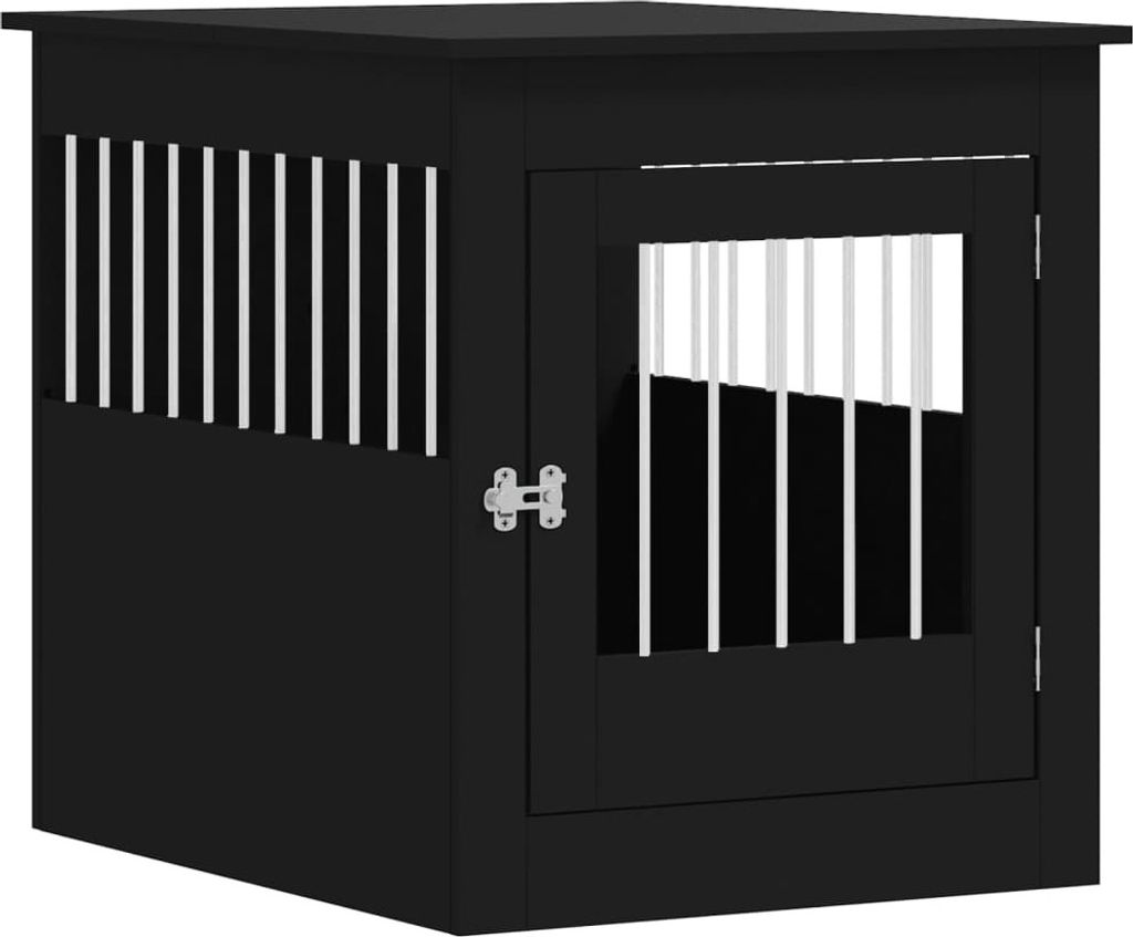Stabli Möbel Hundekäfig im Möbelstil Schwarz 64,5x80x71 cm Holzwerkstoff - Hunde-Transportboxen CC6096570